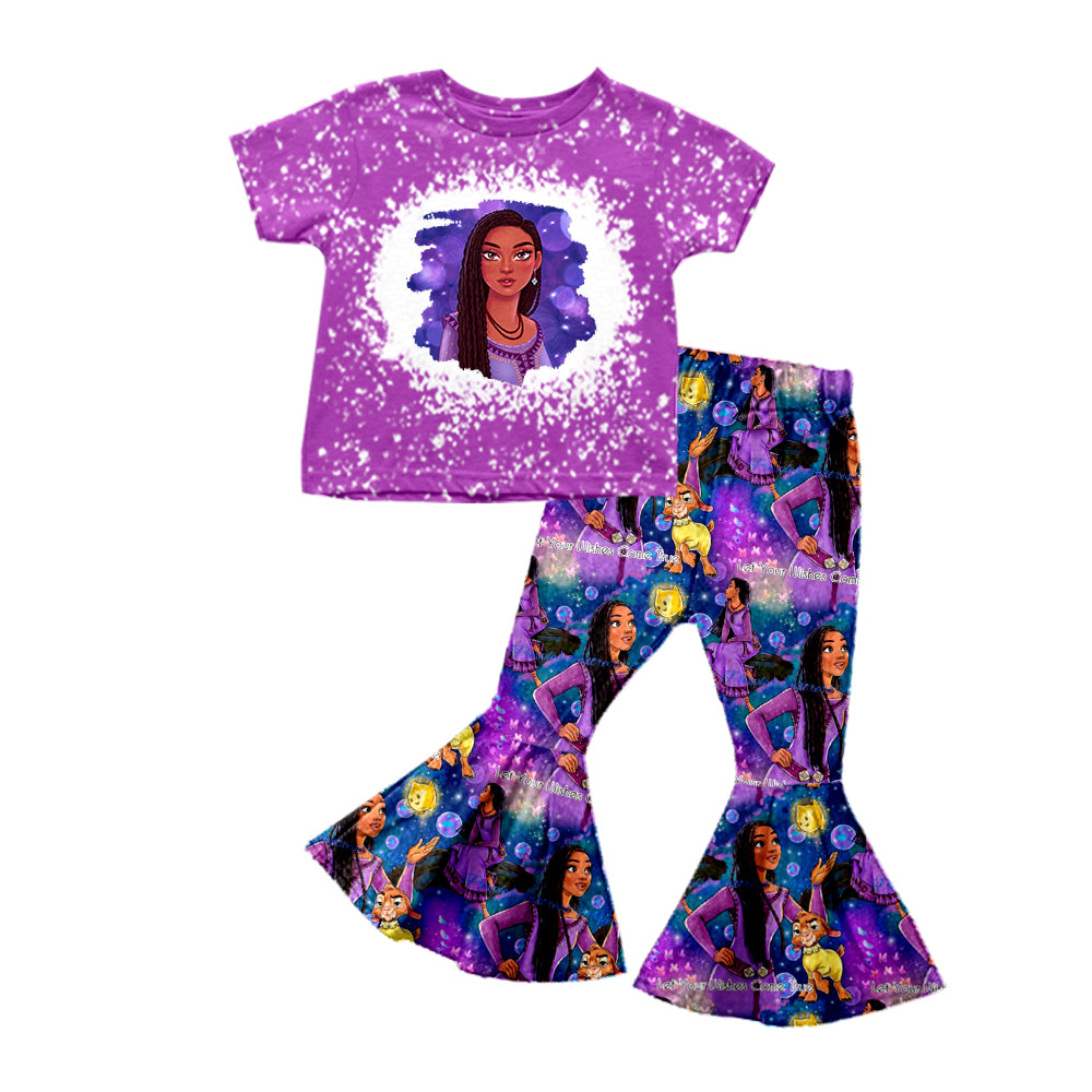 Baby Girls Purple Princess Short Sleeve Top Bell Pants Clothes Sets order preorder (moq 5)