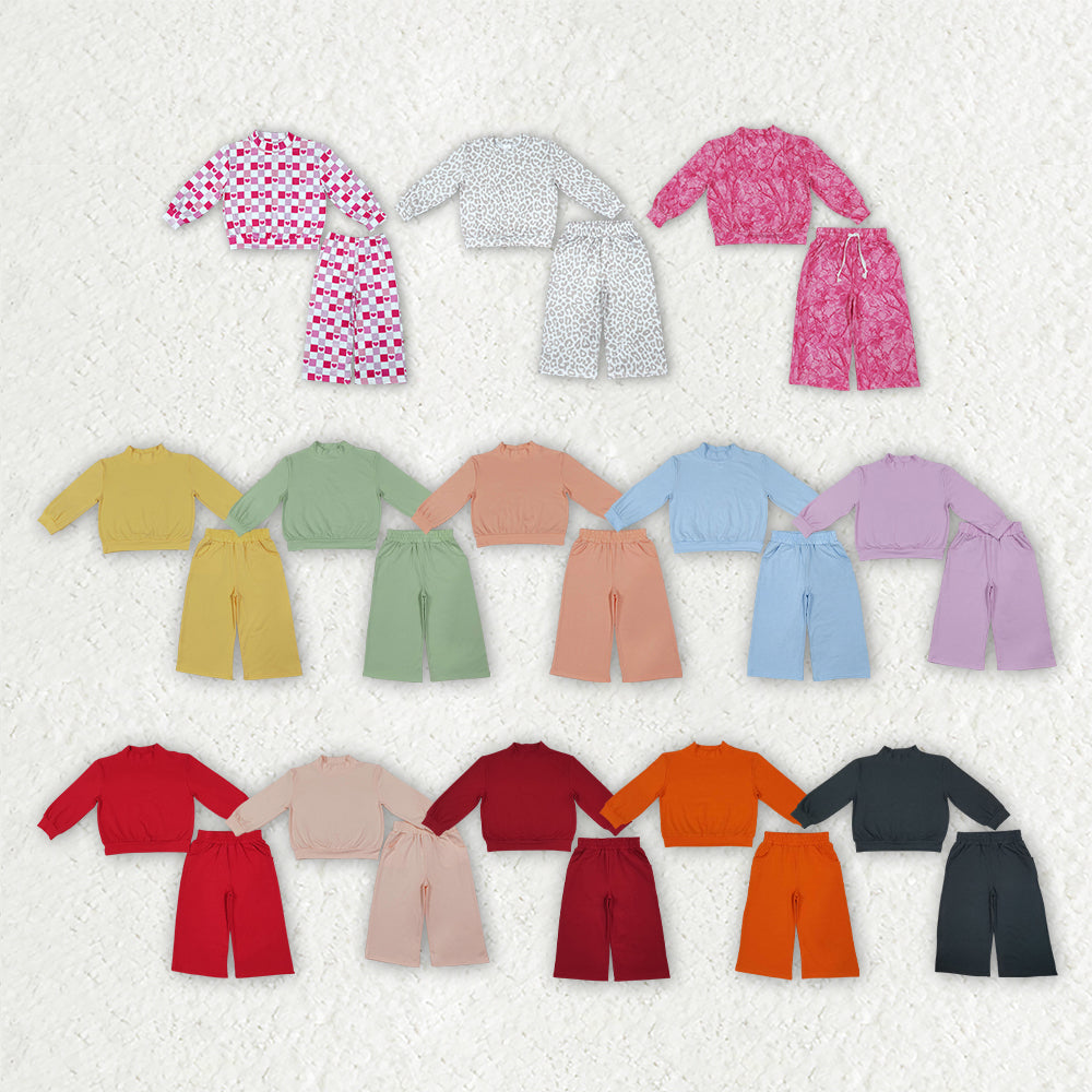 Sibling Baby Girls Long Sleeves Shirts Top Pockets Flare Pant Clothes Sets