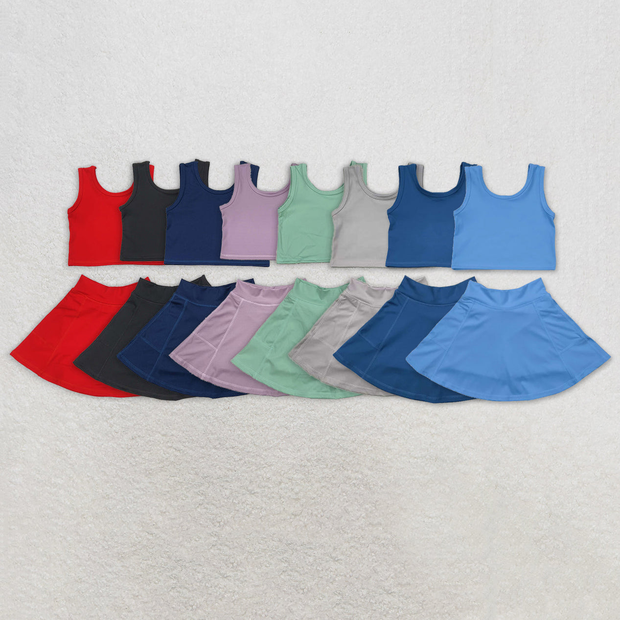 Sibling Baby Girls Colorful Vests Top Tennis Sports Skorts Yoga Clothes Sets