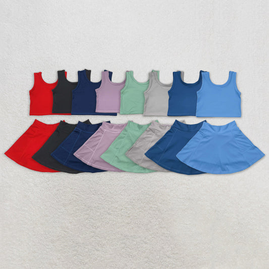 Sibling Baby Girls Colorful Vests Top Tennis Sports Skorts Yoga Clothes Sets