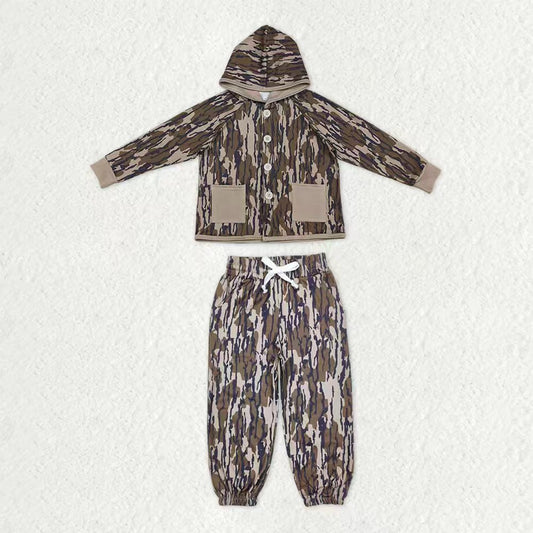 Sibling Baby Boys Southern Camo Button Pockets Hoodies Jogger Pants Hunting Clothes Sets