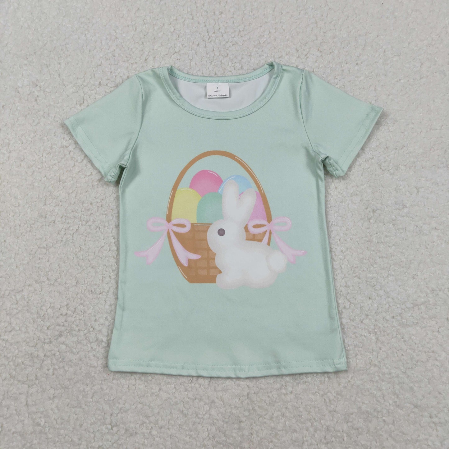 Baby Girls Short Sleeve Rabbits Eggs Easter T-shirts Top