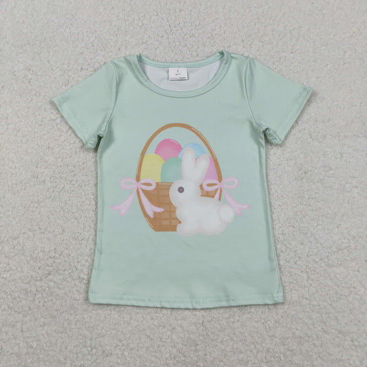 Baby Girls Short Sleeve Rabbits Eggs Easter T-shirts Top