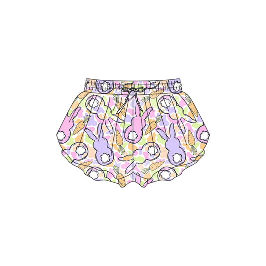 Preorder (moq 5)Baby Girls Colorful Rabbits Camo Carrots Easter Ruffle Shorts Bottom