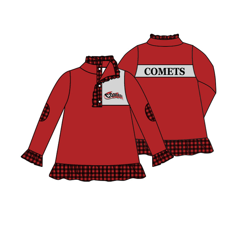 Team Baby Girls Long Sleeve Comets Buttons Pullover Shirt Tops preorder(moq 5)