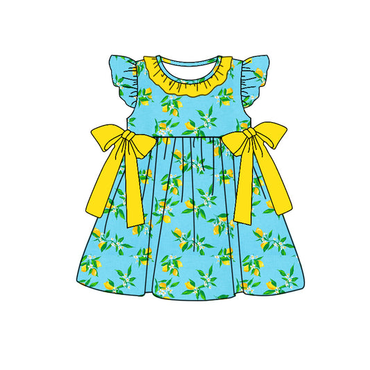 Baby Girls Lemon Bows Knee Length Dresses Preorder(moq 5)