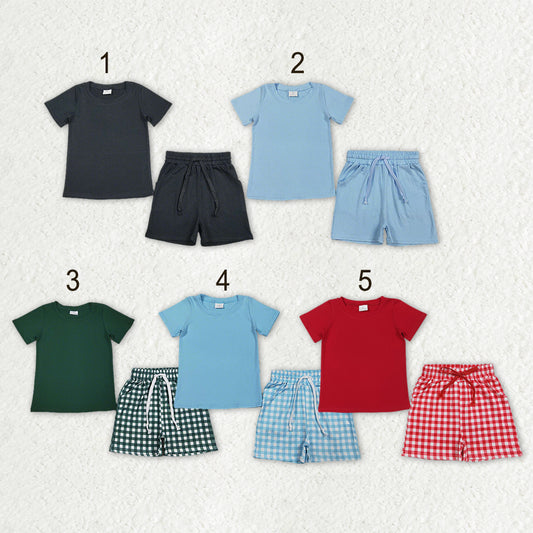 Sibling Baby Boys Short Sleeve Shirts Top Pockets Shorts Pajamas Clothes Sets
