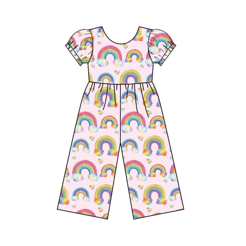 Baby Girls Colorful Rainbow Short Sleeve Top Pants Jumpsuits Preorder(moq 5)