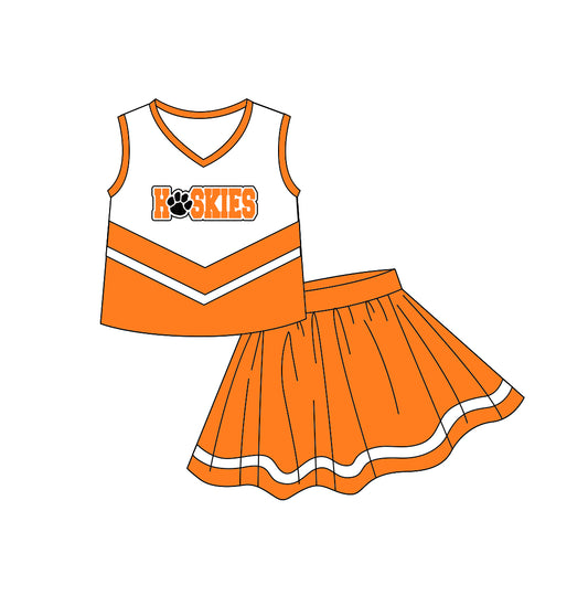 Baby Girls Chearleader Team Orange Skirts Clothes Sets preorder(moq 5)