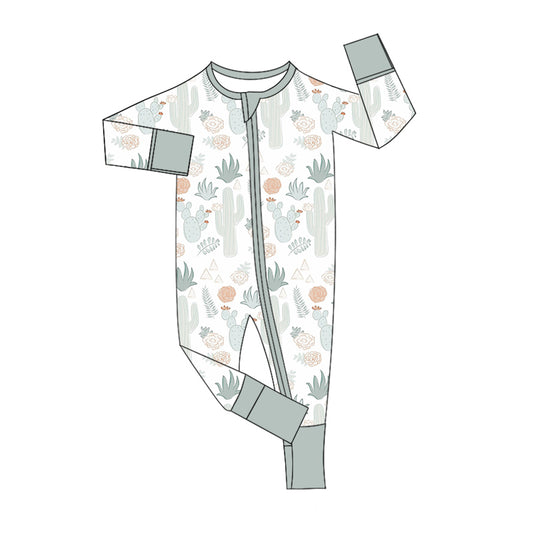 Baby Infant Boys Western Cactus Zip Rompers preorder(moq 5)