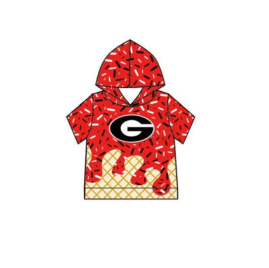 Preorder (moq 5)Baby Boys Drip Sprinkles Georgia Bulldogs Team Short Sleeves Hoodies Top