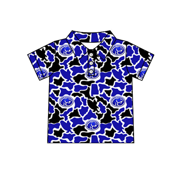 Preorder (moq 5)Baby Boys Short Sleeve Colorful Camo Team Button Polo Shirts Tops