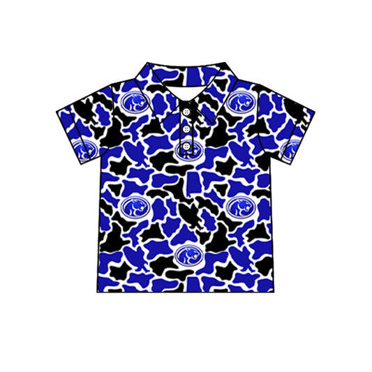 Preorder (moq 5)Baby Boys Short Sleeve Colorful Camo Team Button Polo Shirts Tops