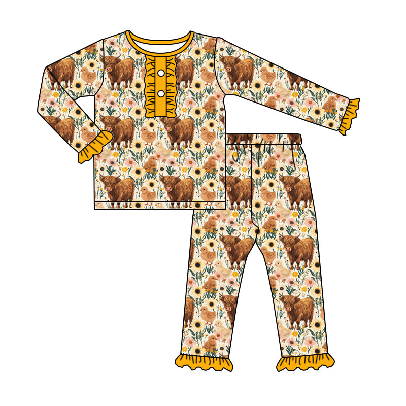 Baby Girls Western Highland Top Pants Pajamas Preorder(moq 5)