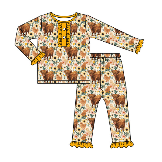 Baby Girls Western Highland Top Pants Pajamas Preorder(moq 5)