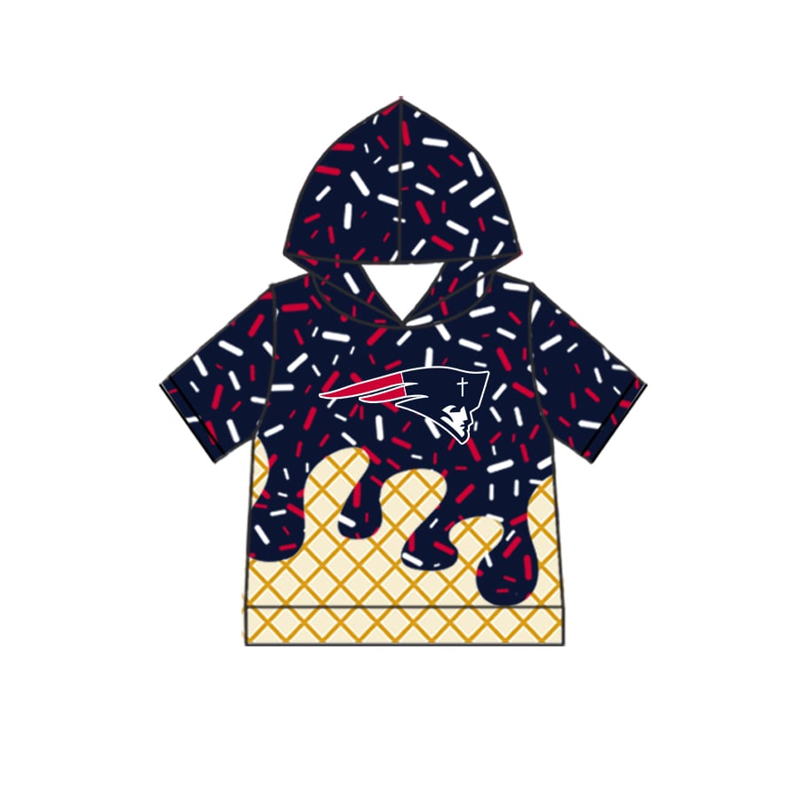 Preorder (moq 5)Baby Boys Short Sleeve patriot Sprinkles Team Hoodies Tops