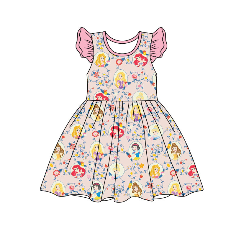 Preorder (moq 5)Baby Girls Princess Flowers Pearl Knee Length Dresses