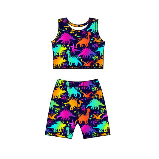 Baby Girls Dinosaurs Top Biking Shorts Clothes Sets preorder (moq 5)