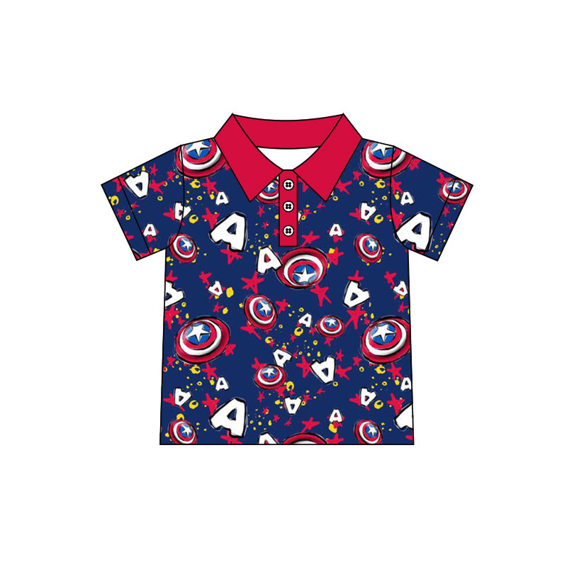 Baby Boys Hero Navy Buttons Short Sleeve Shirt preorder(moq 5)