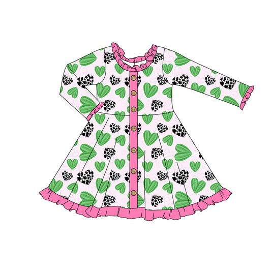 Baby Girls Pink XOXO Cactus Buttons Knee Length Dresses preorder(MOQ 5)