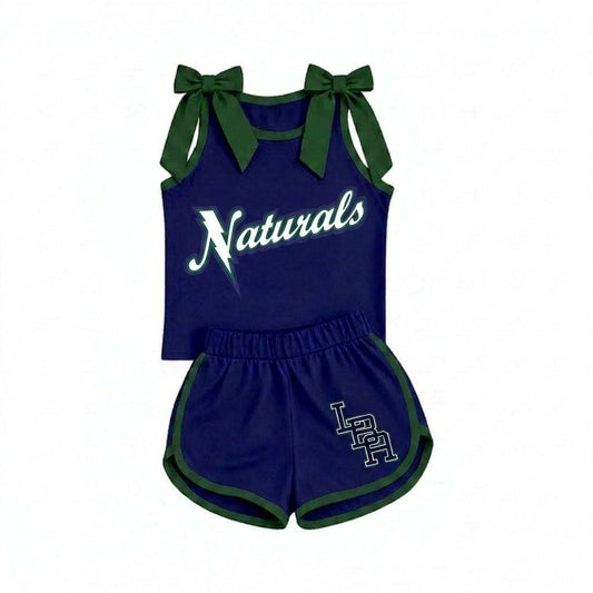 Preorder (moq 5)Baby Girls Natural Bows Shirts Shorts Team Clothes Sets