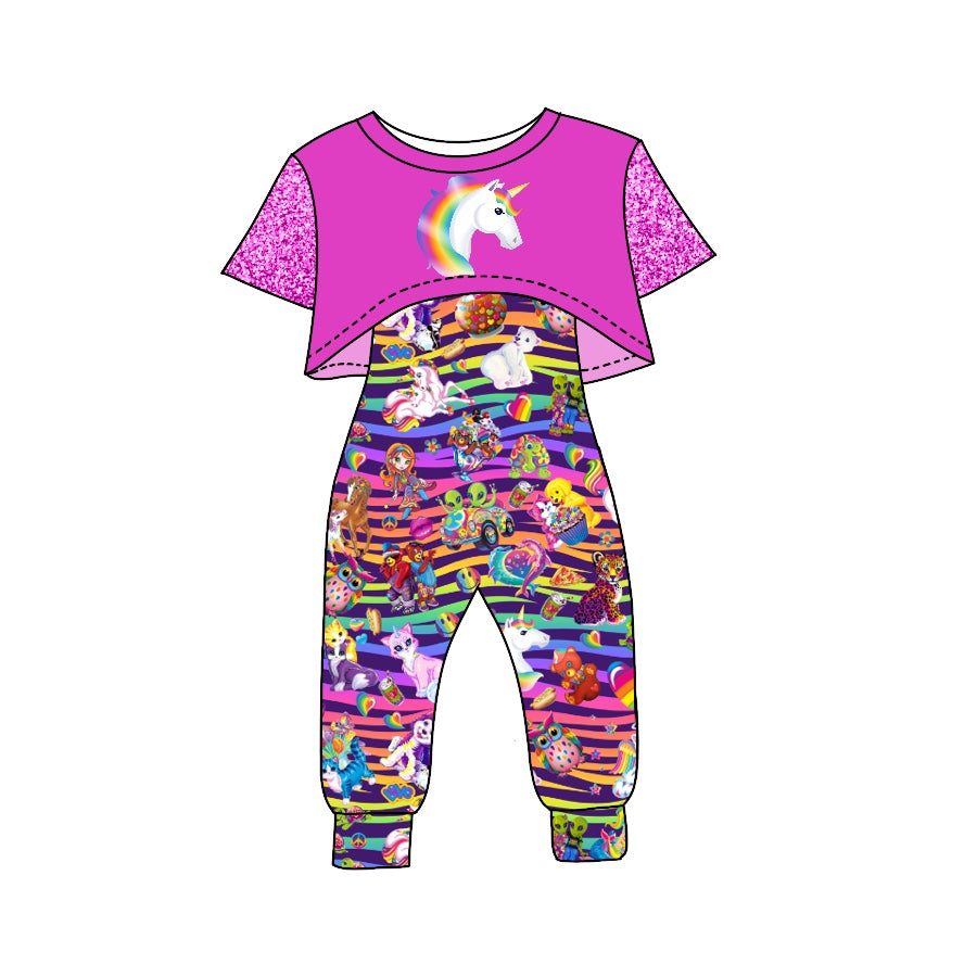 Baby Girls Colorful Tiger Colorful Top Jumpsuits 2pcs Clothes Sets Preorder(moq 5)