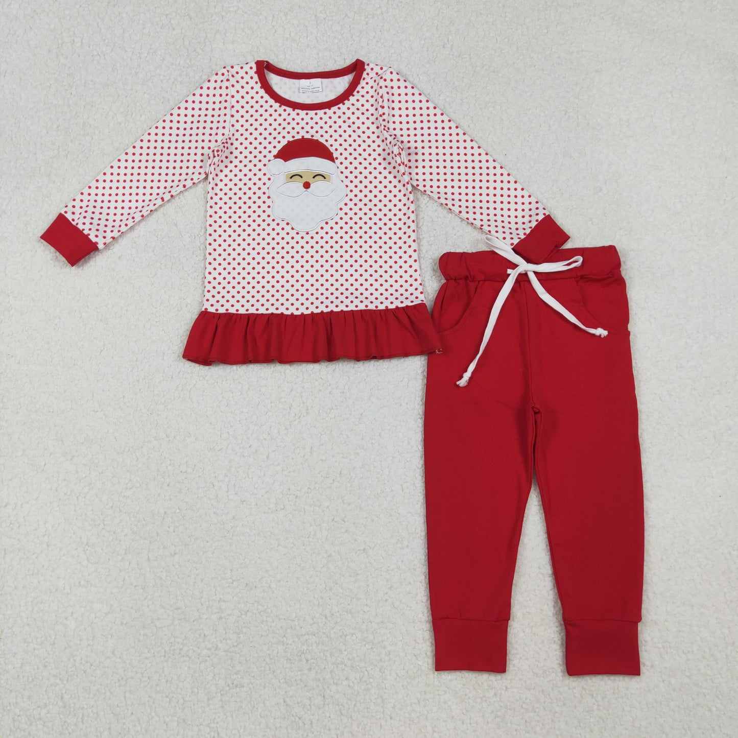 Embroidery Santa Baby Boys Girls Shirts Top Pockets Leggings Christmas Clothes Sets
