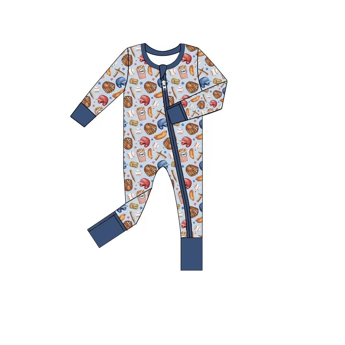 Baby Infant Boys Baseball Zip Rompers preorder(moq 5)