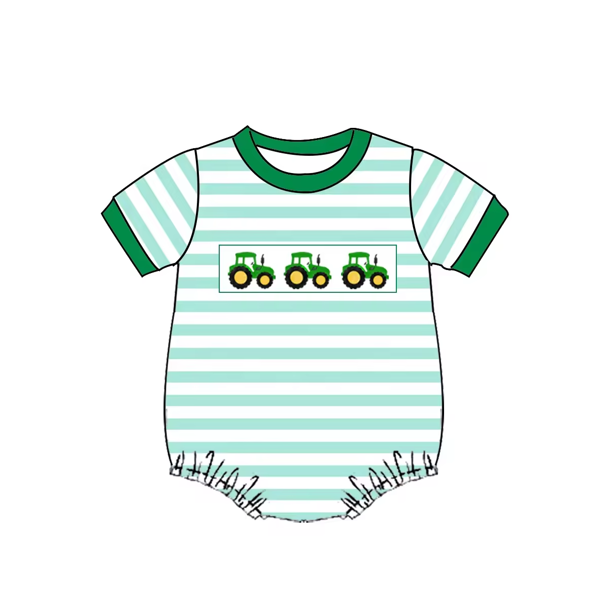 Baby Infant Boys Green Tractors Short Sleeve Rompers preorder(moq 5)