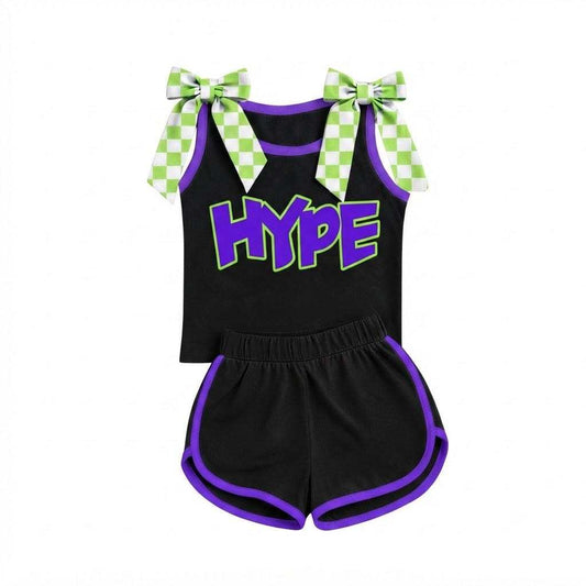 Preorder (moq 5)Baby Girls Hype Bows Shirts Shorts Team Clothes Sets
