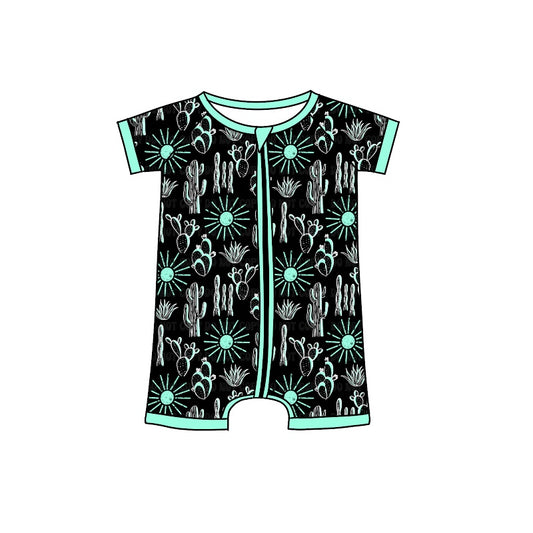 Baby Infant Boys Green Cactus Zip Rompers preorder(moq 5)