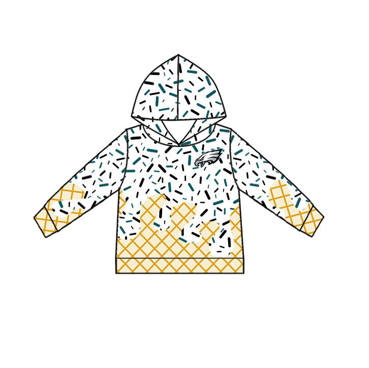 Preorder (moq 5)Baby Boys Drip Sprinkles Philadelphia Eagles Team Long Sleeves Hoodies Top