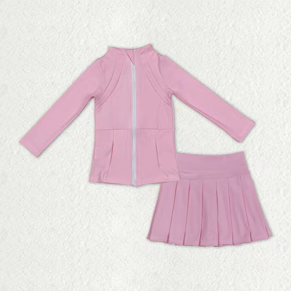 Sibling Baby Girls Long Sleeves Zipper Pockets Jackets Top Skirt Shorts Yoga Active Clothes Sets