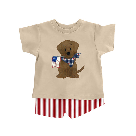 Baby Boys Dog Flag Short Sleeve Shirt Shorts Clothes Sets preorder(moq 5)