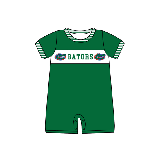 Preorder (moq 5)Baby Boys Green Short Sleeve Gators Team Rompers