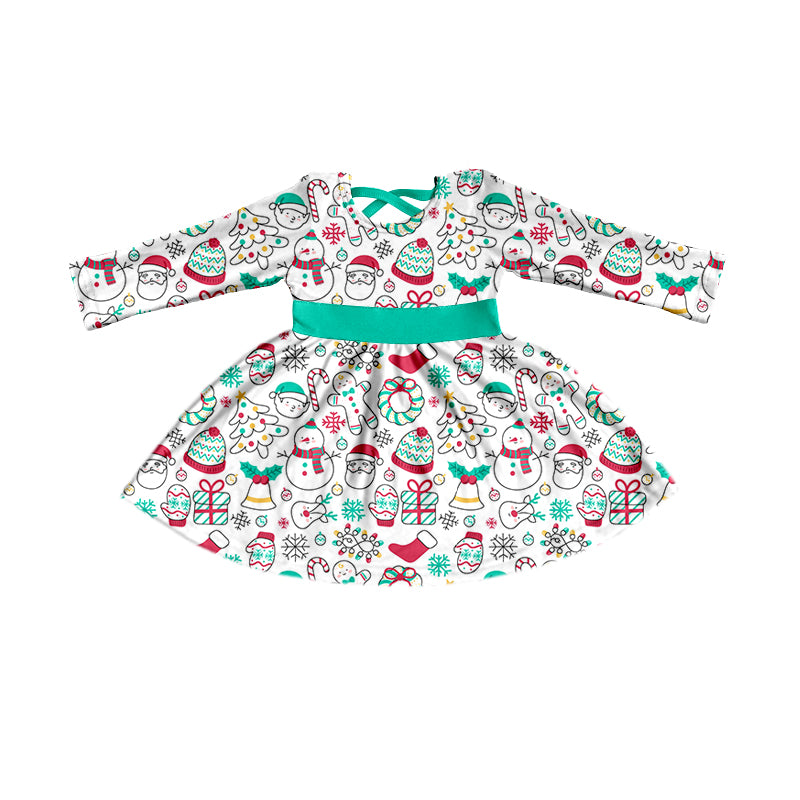 Baby Girls Christmas Santa Belt Knee Length Dresses Preorder(moq 5)