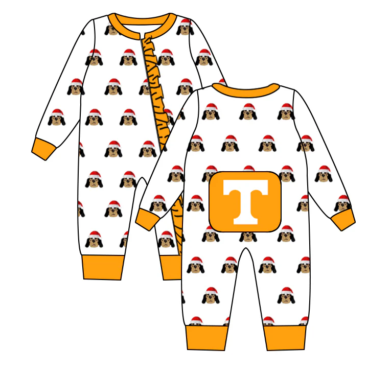 preorder moq 5 Baby Infant Girls Christmas Tennessee Dog Team Rompers