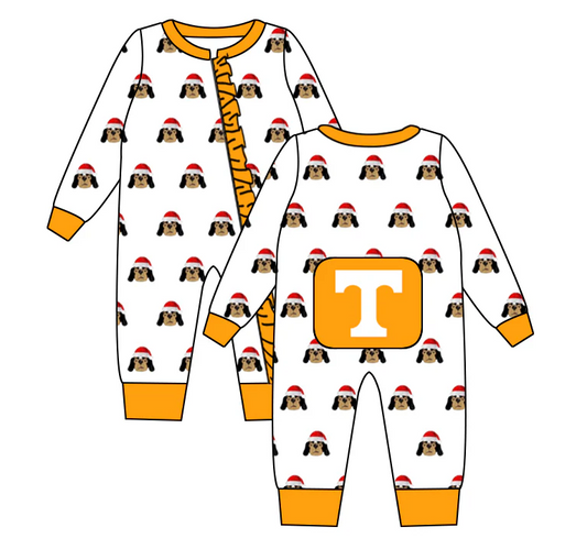 preorder moq 5 Baby Infant Girls Christmas Tennessee Dog Team Rompers