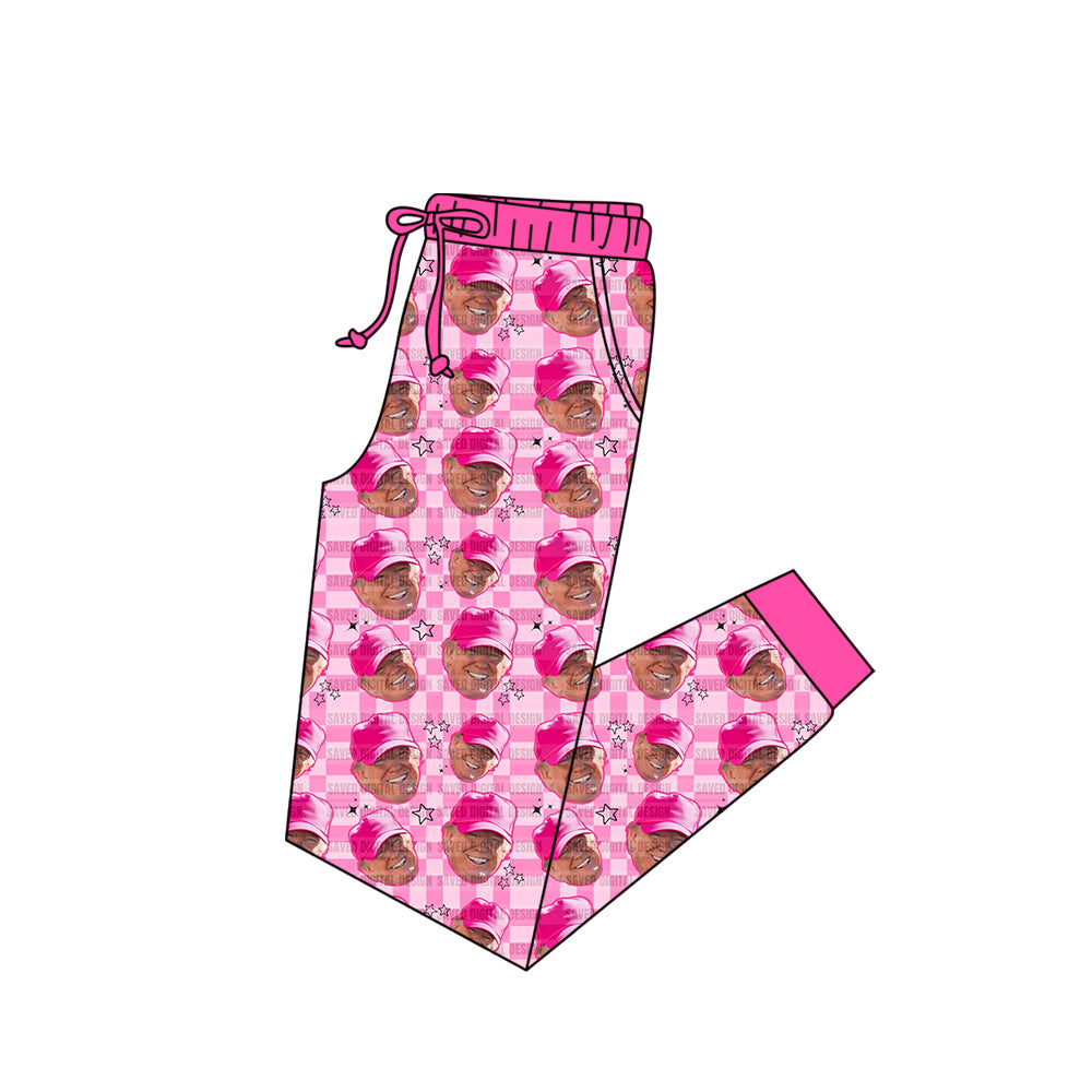 Adult Women Pink Checkered Trump Bottom Pajamas Pants split order preorder Nov 24th