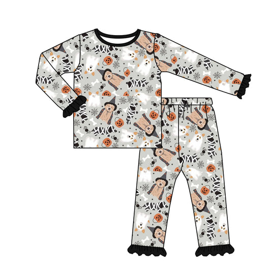 Baby Girls Halloween Dogs Shirt Pants Pajamas Clothes Sets Preorder(moq 5)