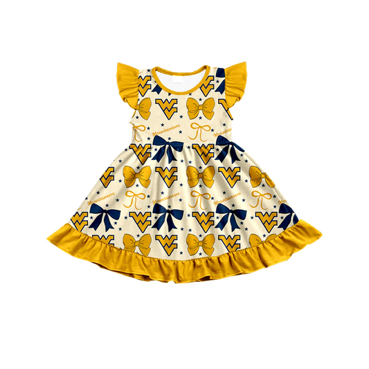 Preorder (moq 5)Baby Girls Mountaineers Flutter Sleeve Knee Length Dresses
