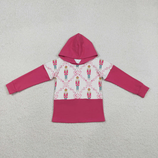 Baby Girls Pink Long Sleeves Bows Soldiers Checked Christmas Hoodies Top