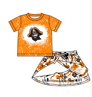 Preorder (moq 5)Baby Girls Oklahoma State bows team Top Skirt Skort Sets