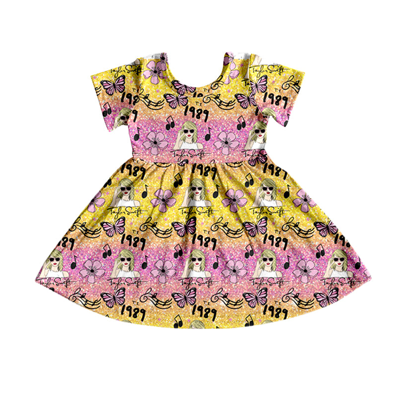 Baby Girls Purple 1989 Singer Short Sleeve Knee Length Dresses preorder(moq 5)