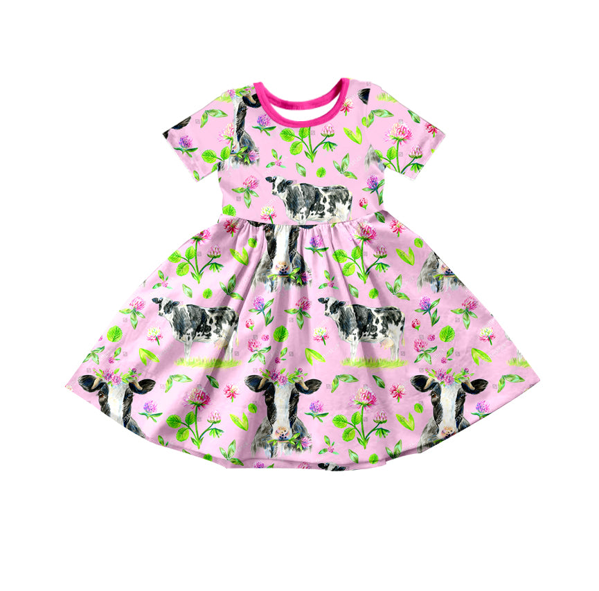 Baby Girls Toddler Western Spring Cows Knee Length Dresses preorder(moq 5)