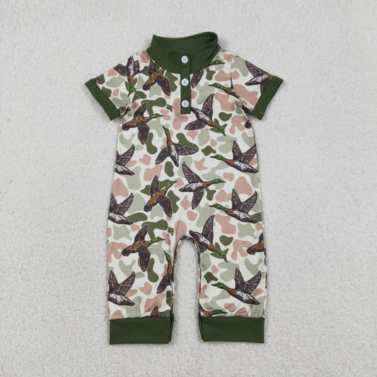Baby Boys Southern Hunting Ducks Camo Button Rompers