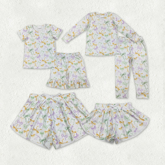 Mama and Me Mardigras Bows Yoga Active Shorts Bottoms