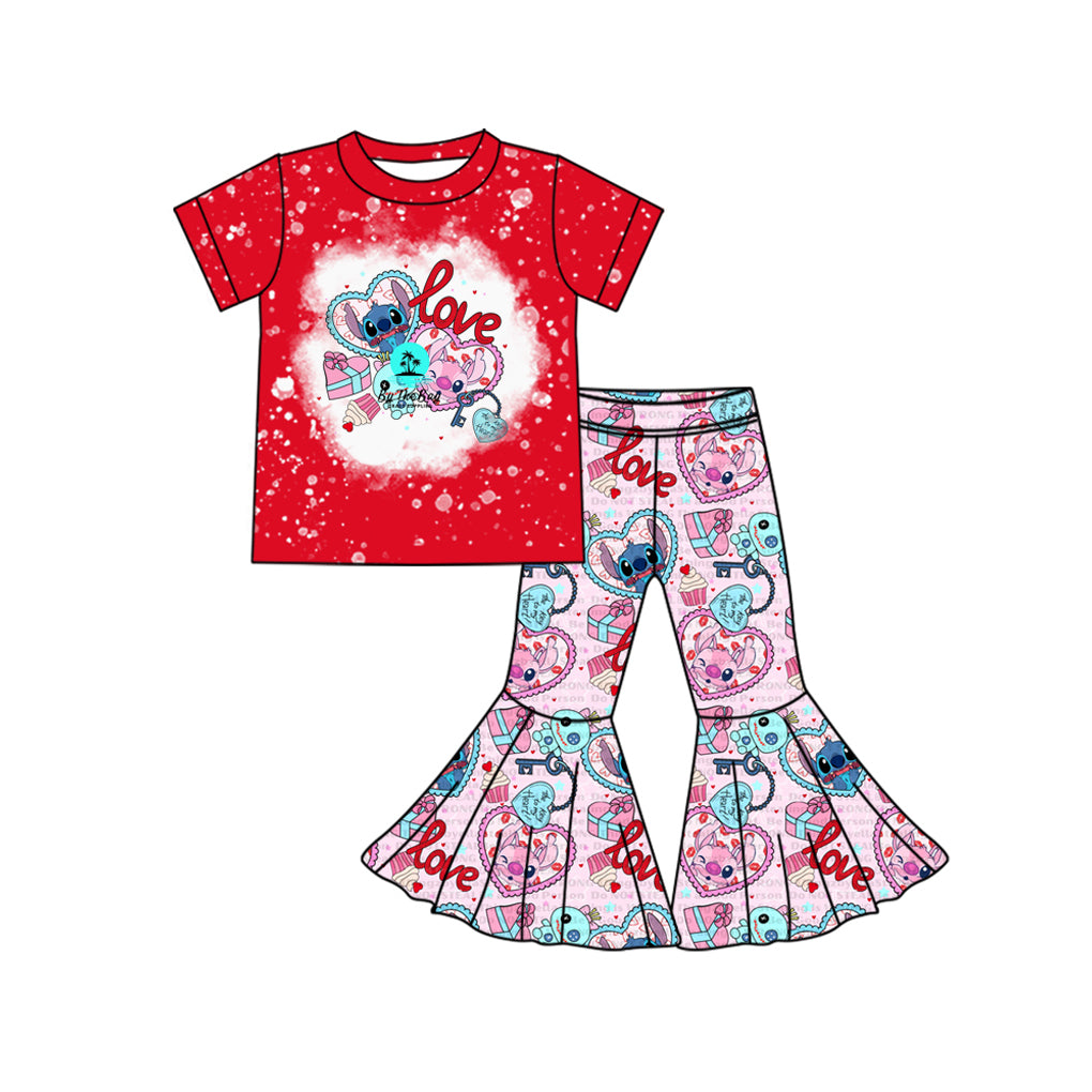 Baby Girls Valentines Red Mouse Top Bell Pants Clothes Sets preorder(MOQ 5)