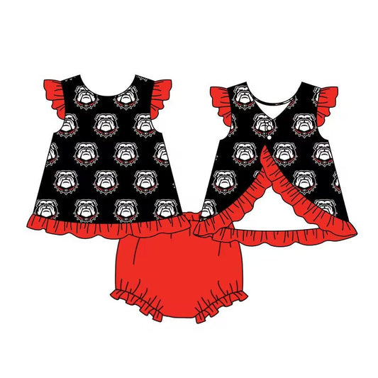 Baby Girls Bulldogs Team Tunic Top Bummie Sets preorder(moq 5)