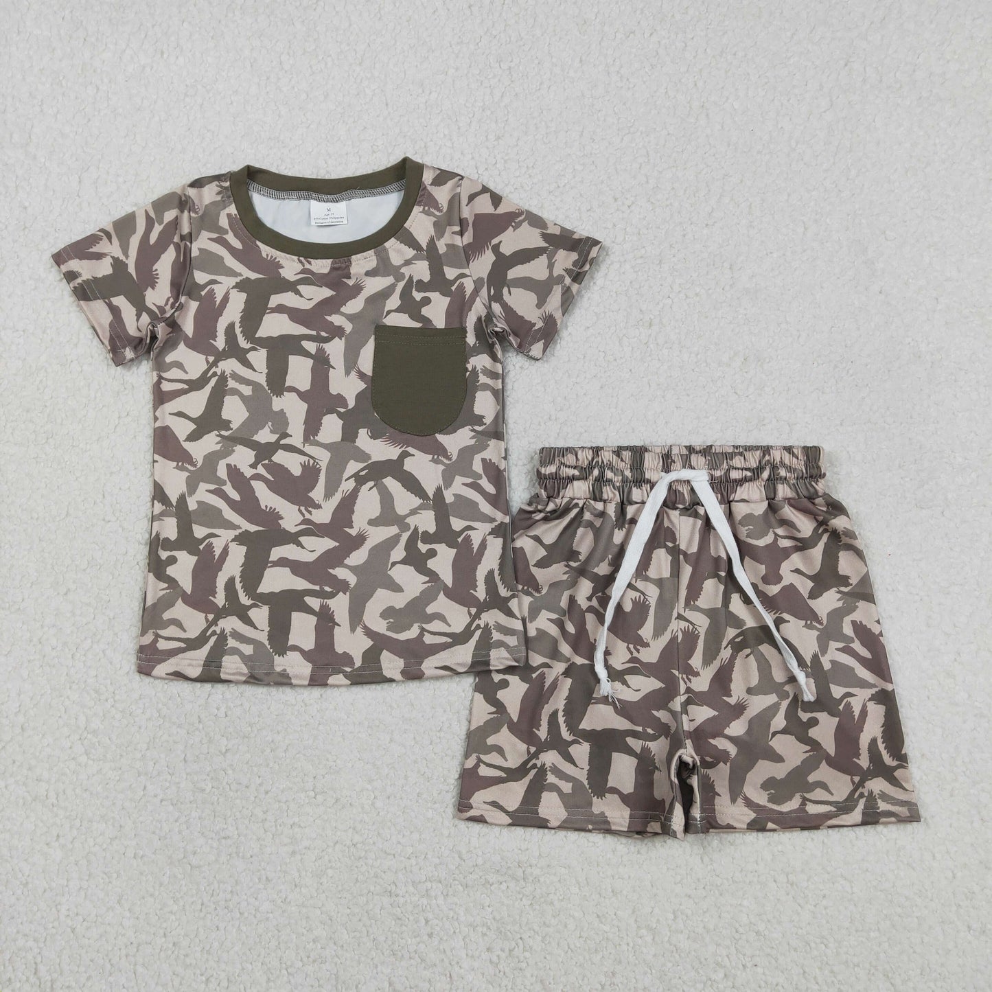 Baby Boys Ducks Camo Pocket Top Shorts Hunting Pajamas Clothes Sets